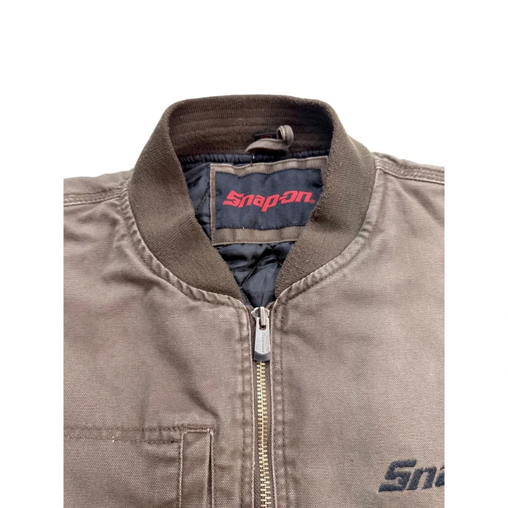 Snap-on Canvas Quilted Bomber Work‎ Jacket Mens Large Brown